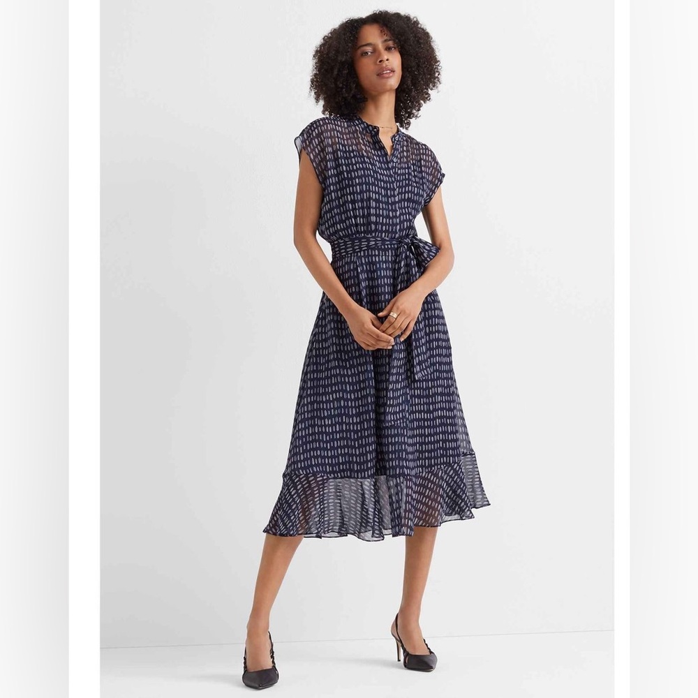 Club Monaco Silk Blue Midi Dress